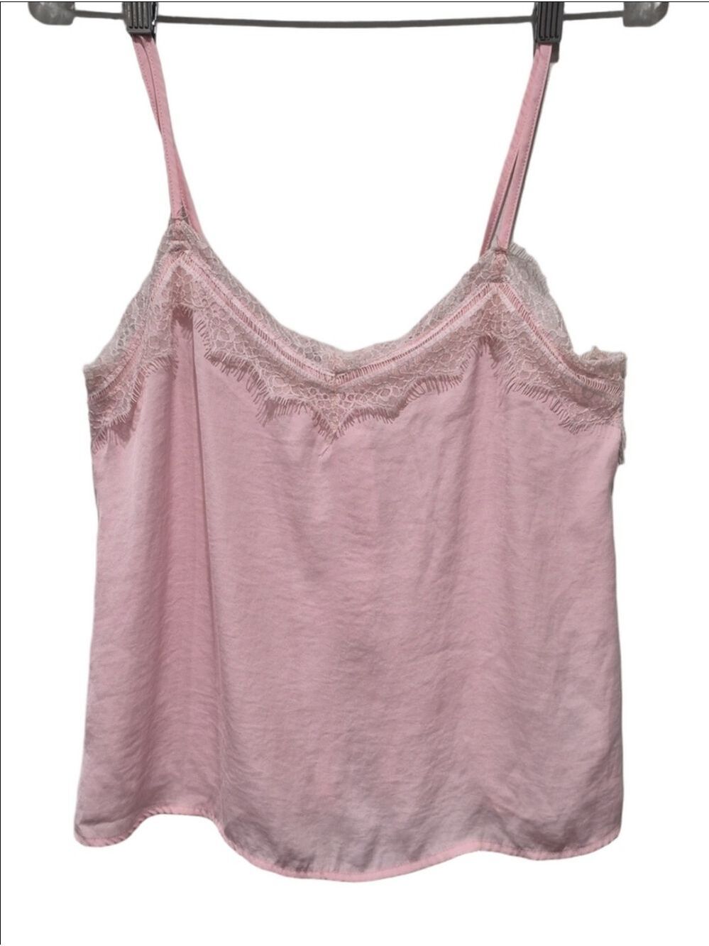 Hollister Pink Satin & Lace Button-Back Camisole Top - XS